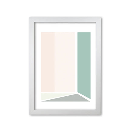 Peach, green and grey abstract rectangle modern fine art print