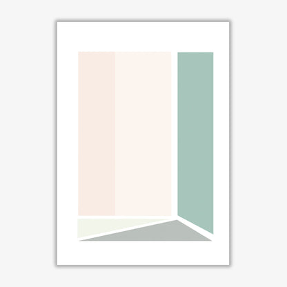 Peach, green and grey abstract rectangle modern fine art print