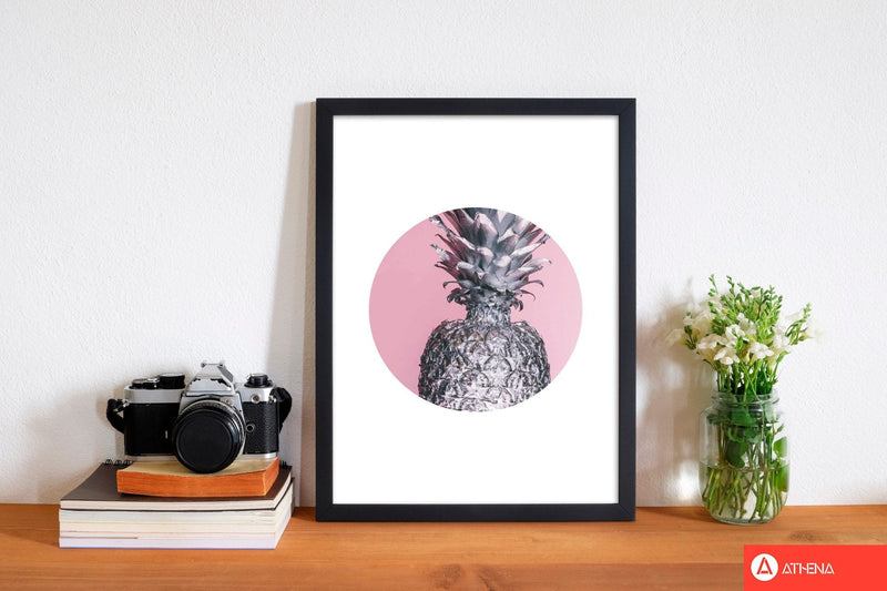 Pineapple pink circle modern fine art print
