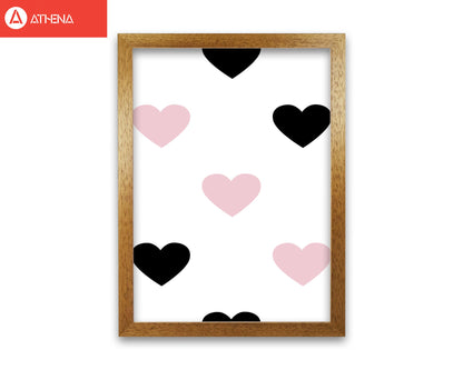 Pink and black hearts modern fine art print