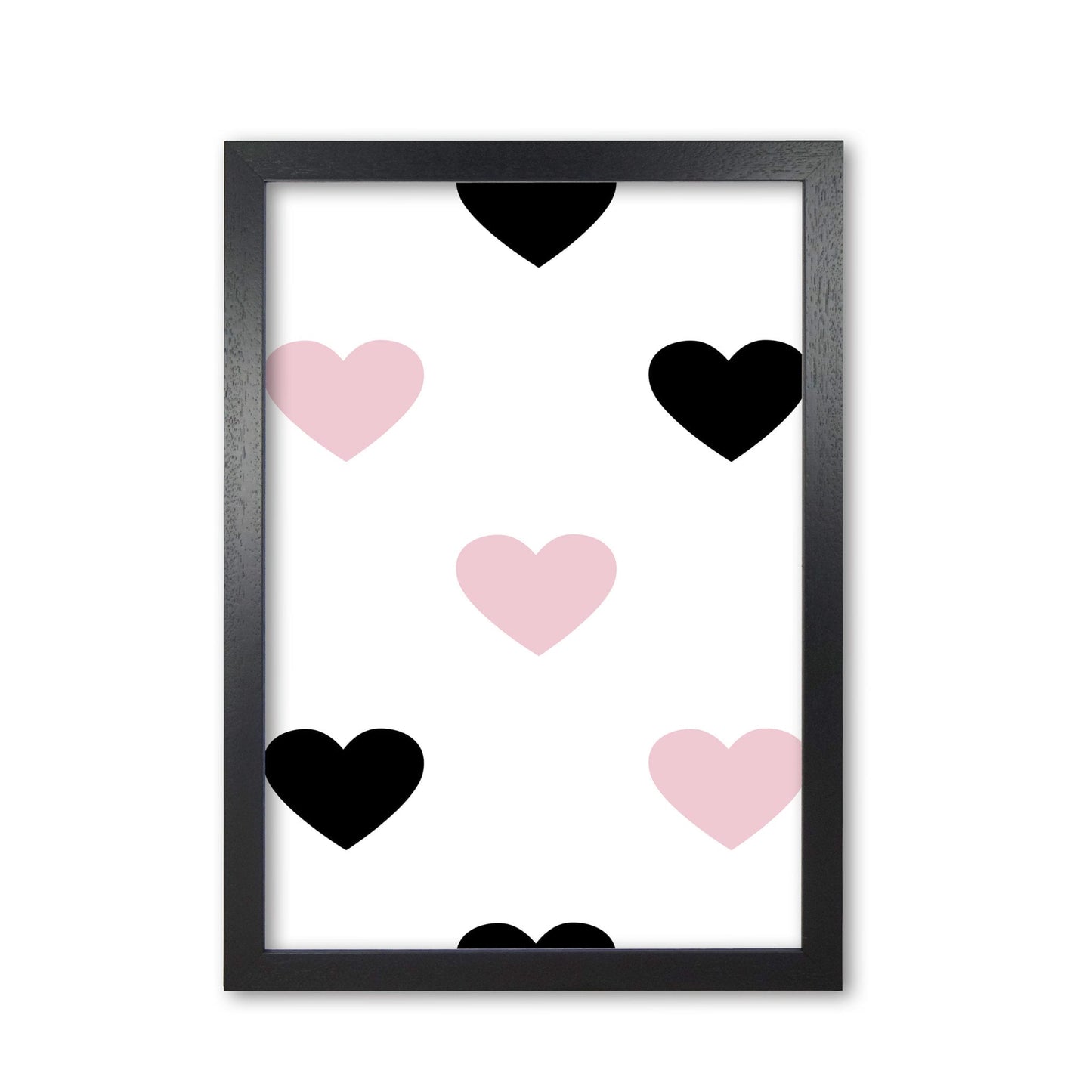 Pink and black hearts modern fine art print