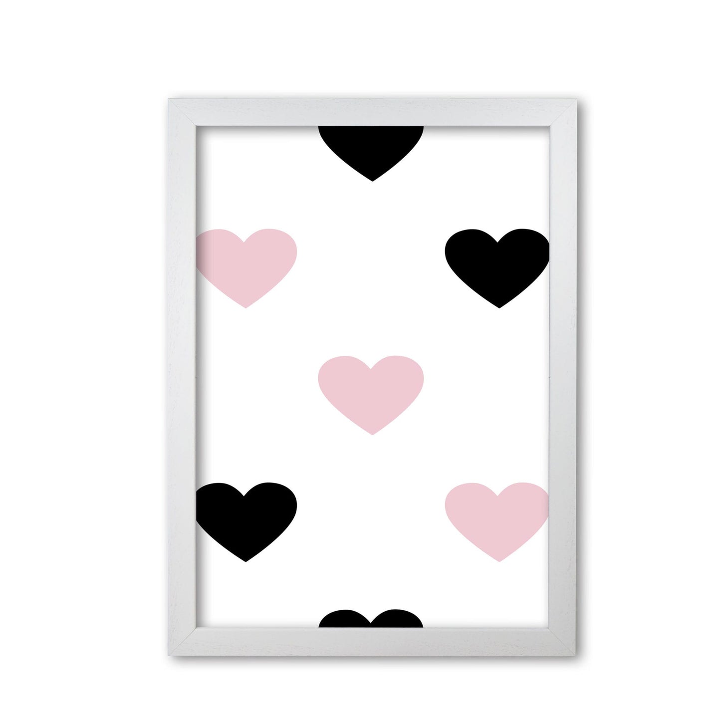 Pink and black hearts modern fine art print