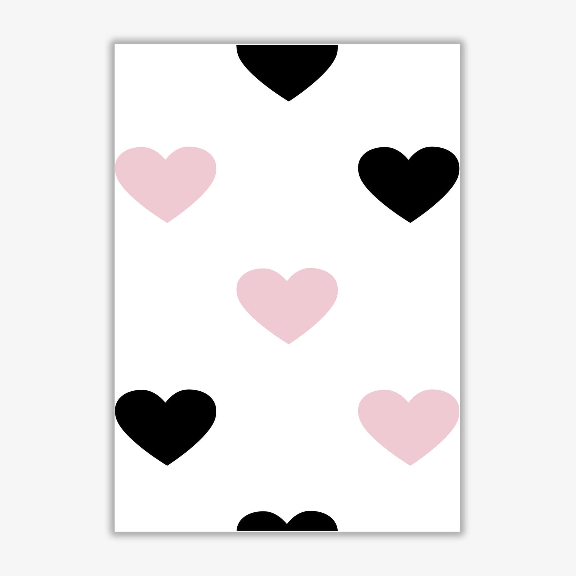 Pink and black hearts modern fine art print