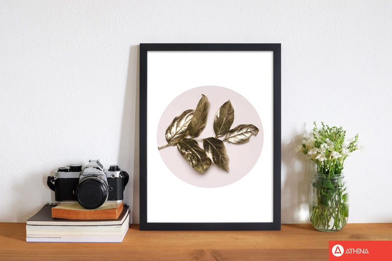 Pink and gold leaf modern fine art print, framed botanical &