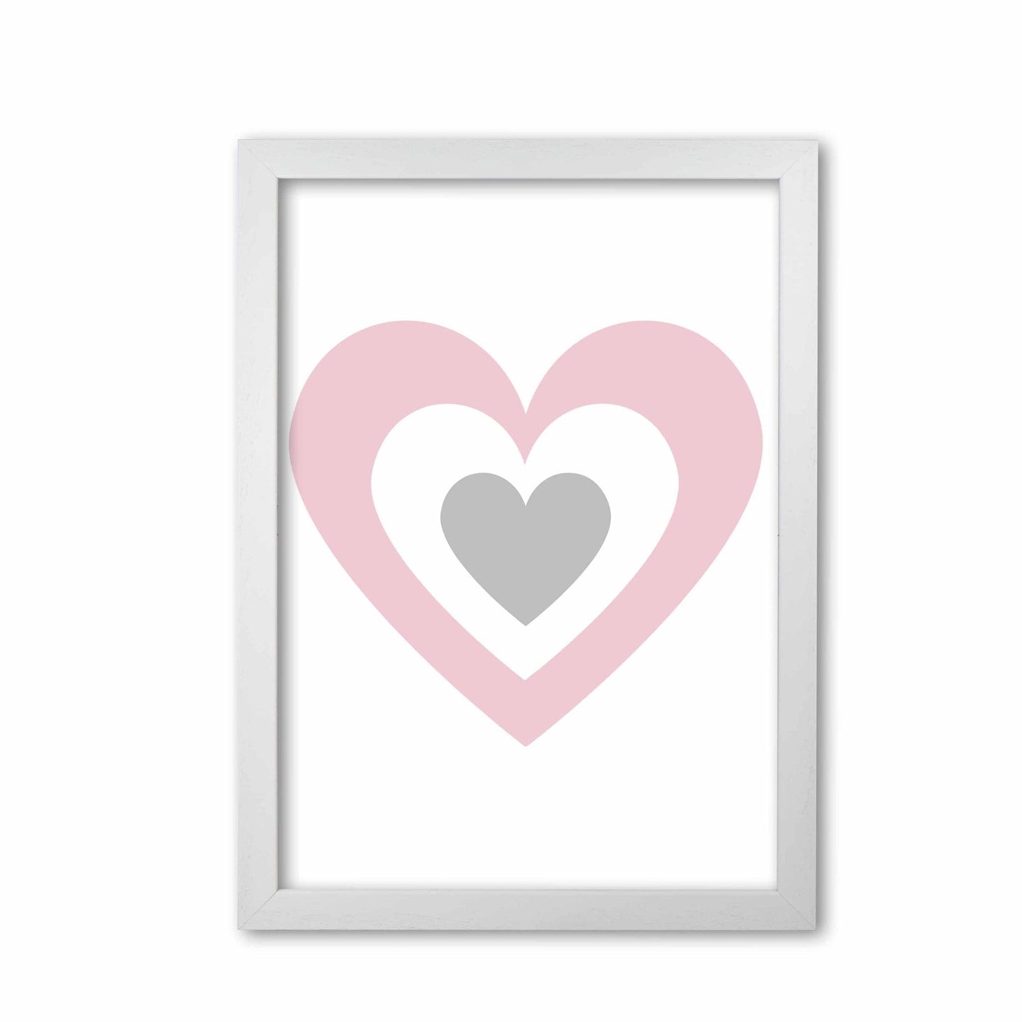 Pink and grey heart modern fine art print