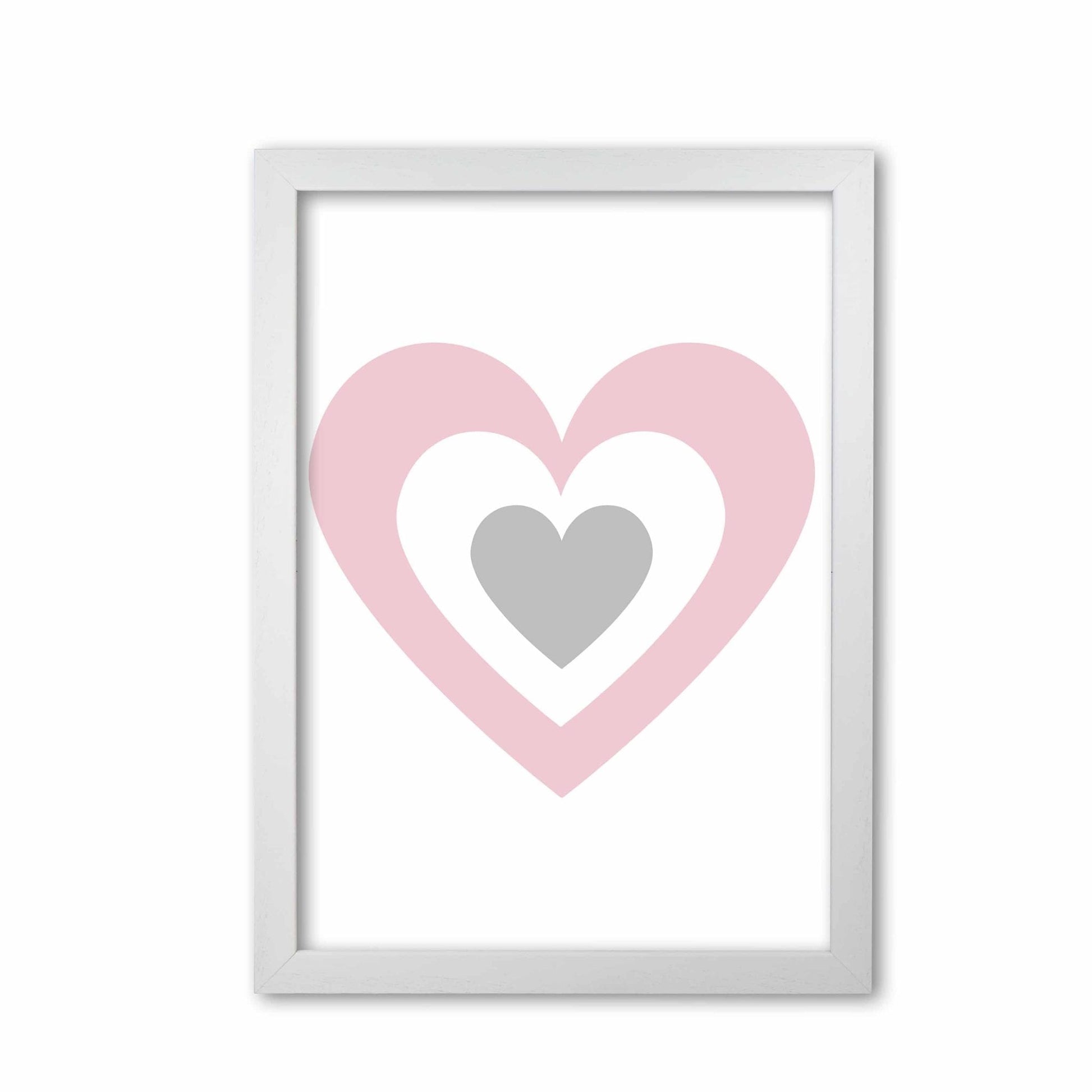 Pink and grey heart modern fine art print