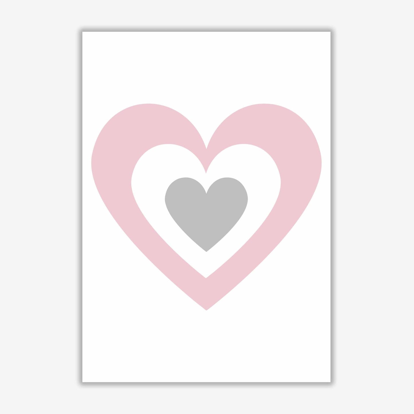 Pink and grey heart modern fine art print