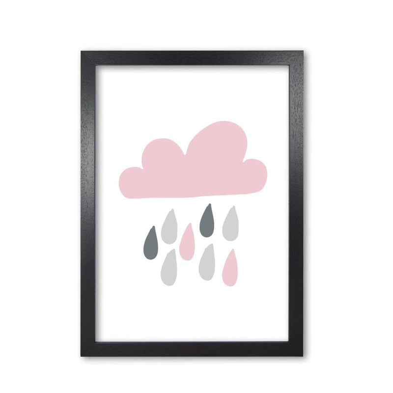 Pink and grey rain cloud modern fine art print, framed childrens nursey wall art poster
