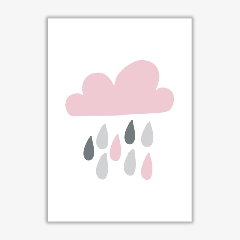 Pink and grey rain cloud modern fine art print, framed childrens nursey wall art poster