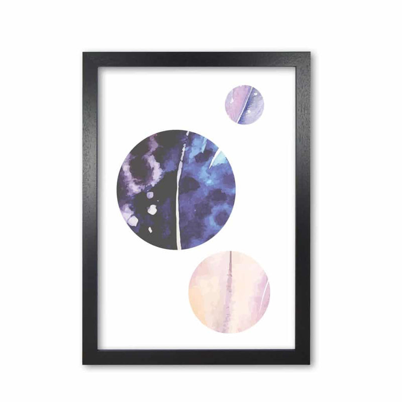 Pink and purple watercolour planets abstract modern fine art print