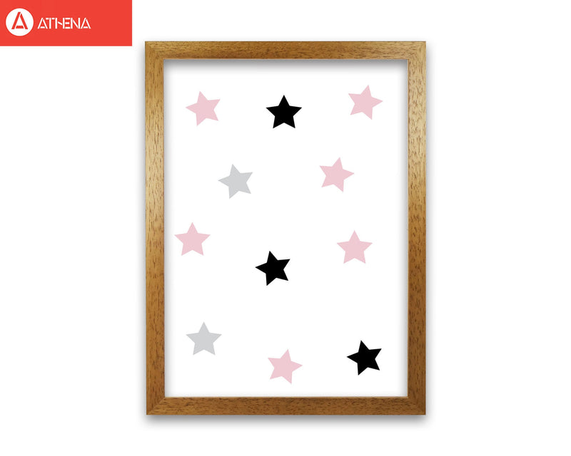 Pink black and grey stars modern fine art print