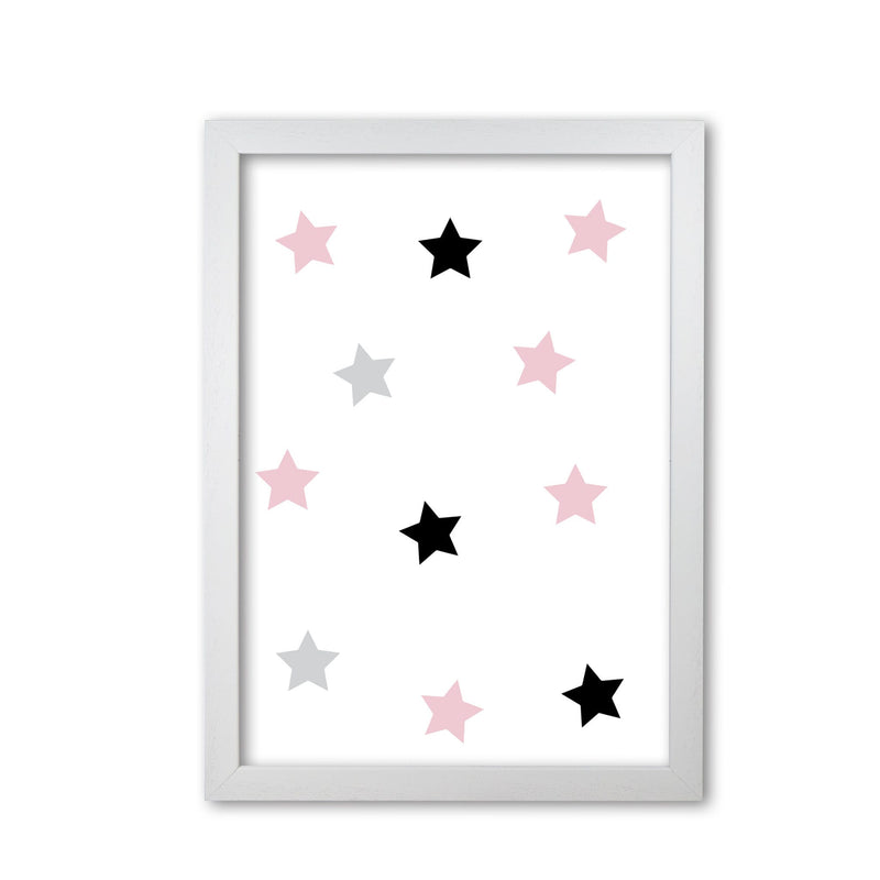 Pink black and grey stars modern fine art print