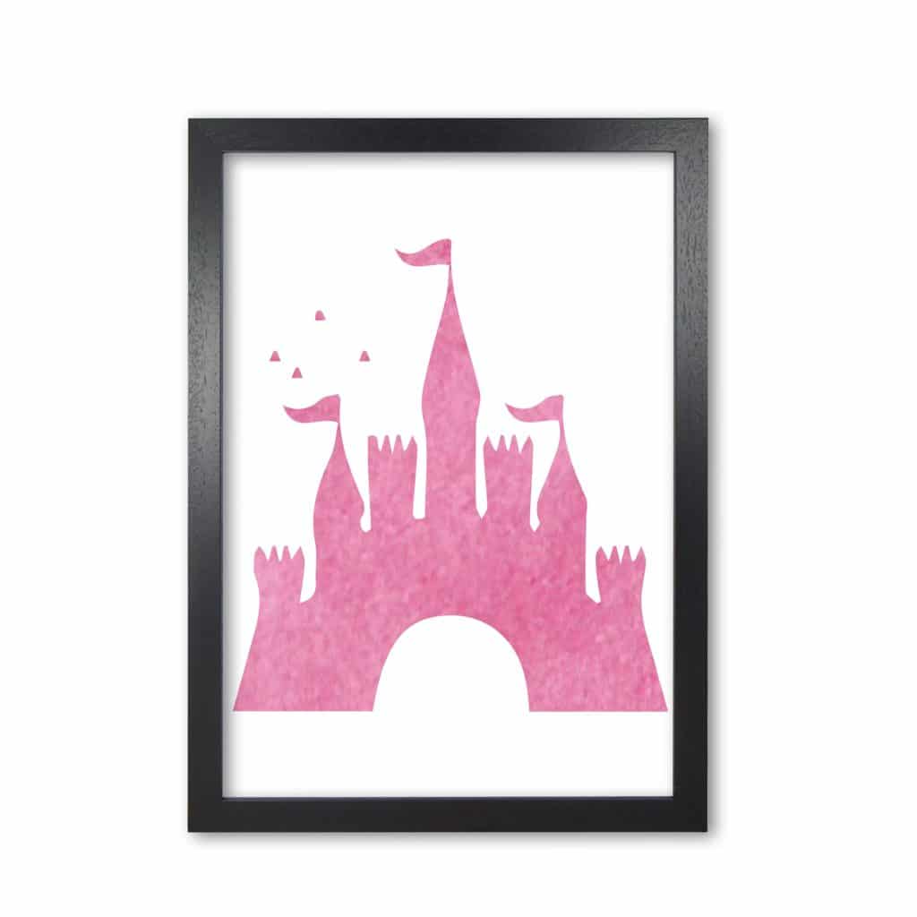 Pink castle watercolour modern fine art print