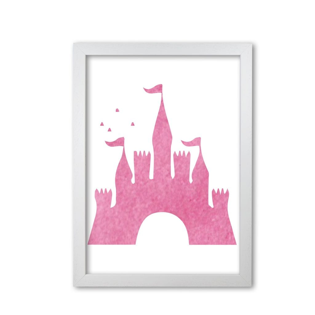 Pink castle watercolour modern fine art print