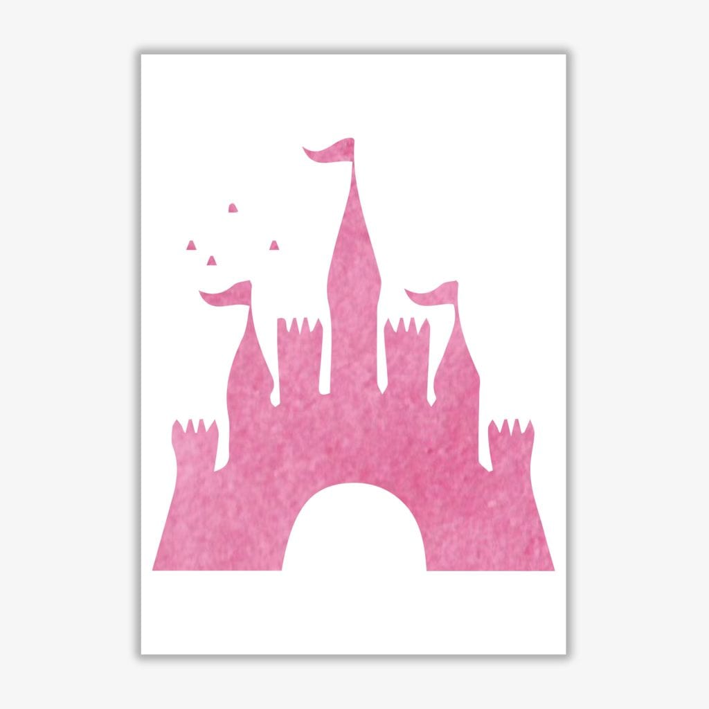 Pink castle watercolour modern fine art print