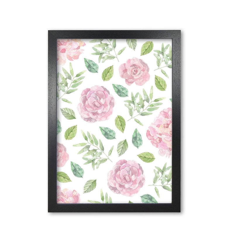 Pink floral repeat pattern modern fine art print, framed botanical &