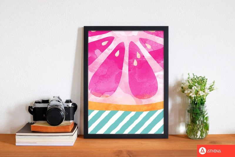 Pink grapefruit abstract fine art print by orara studio, framed kitchen wall art