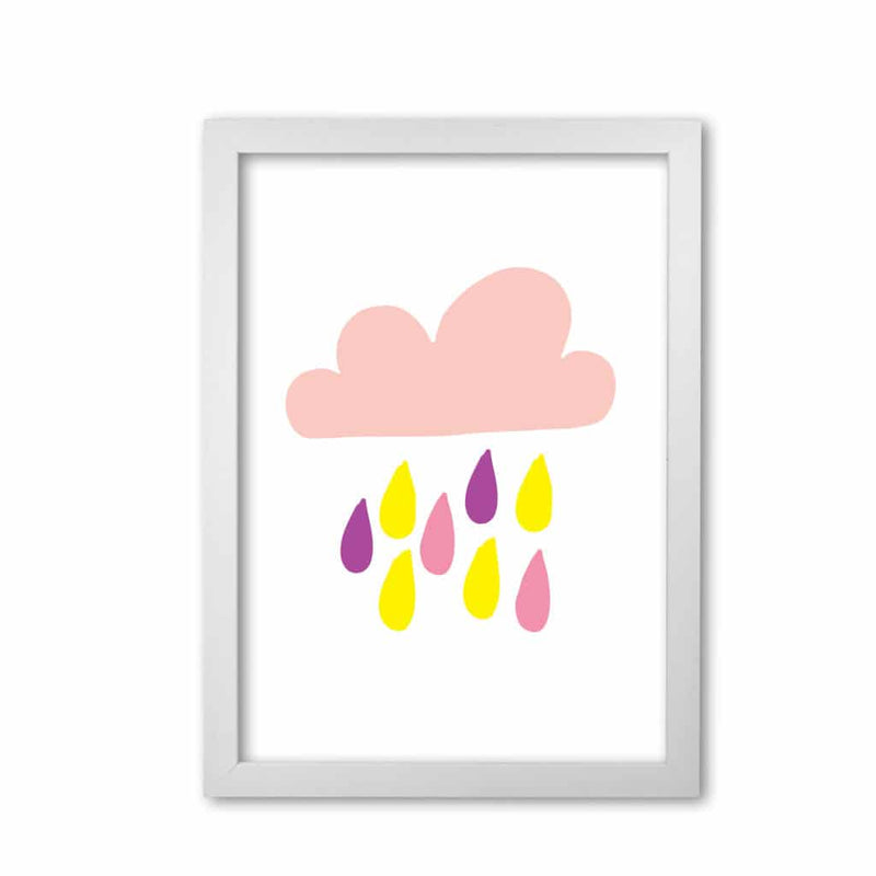 Pink rain cloud modern fine art print, framed childrens nursey wall art poster