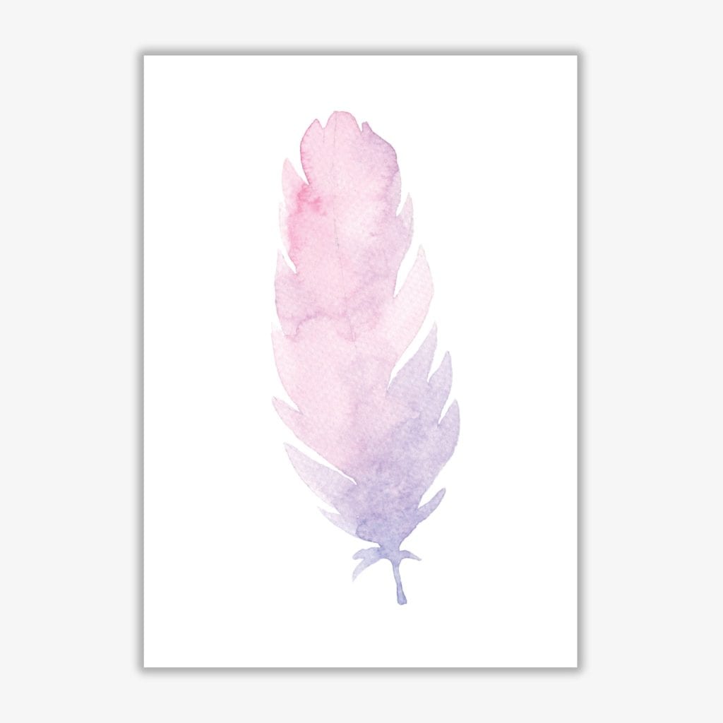 Pink watercolour feather modern fine art print