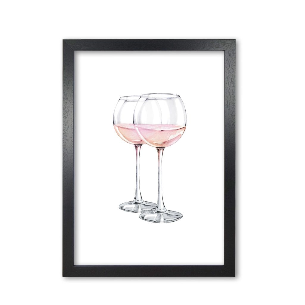 Pink wine glasses modern fine art print