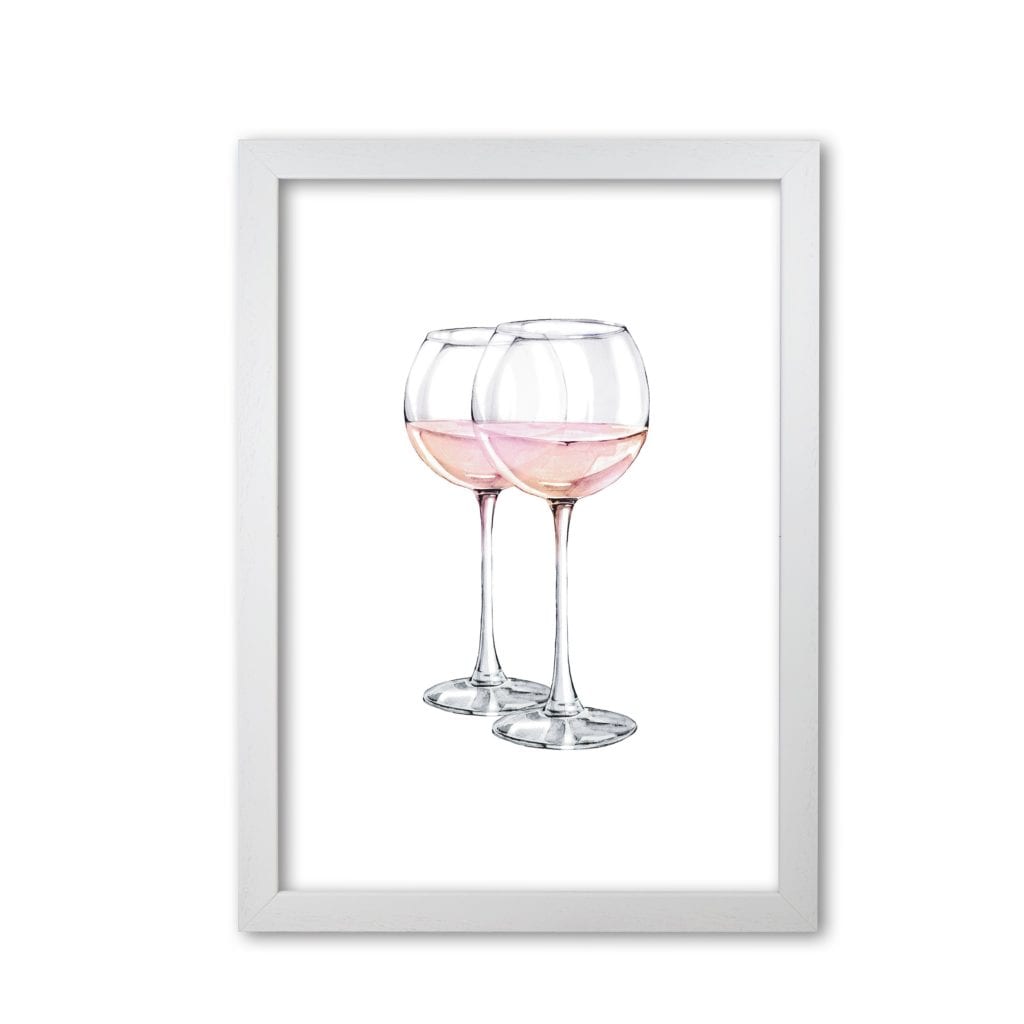 Pink wine glasses modern fine art print