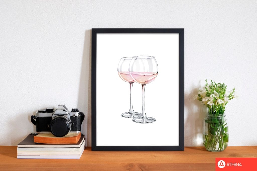 Pink wine glasses modern fine art print