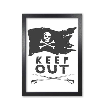 Pirate keep out modern fine art print, framed childrens nursey wall art poster