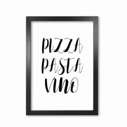 Pizza pasta vino modern fine art print, framed kitchen wall art