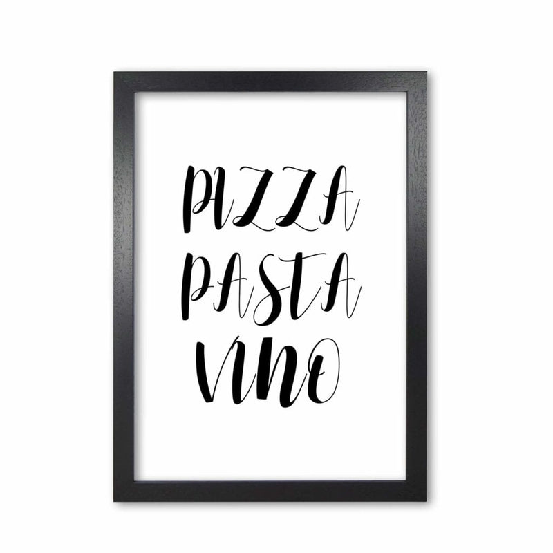 Pizza pasta vino modern fine art print, framed kitchen wall art