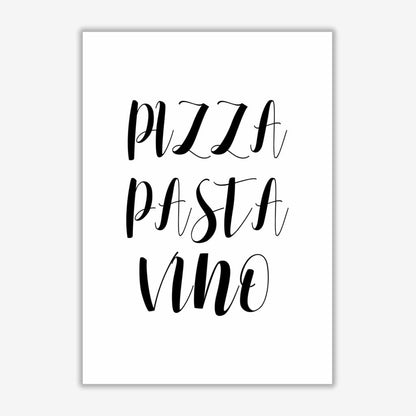 Pizza pasta vino modern fine art print, framed kitchen wall art