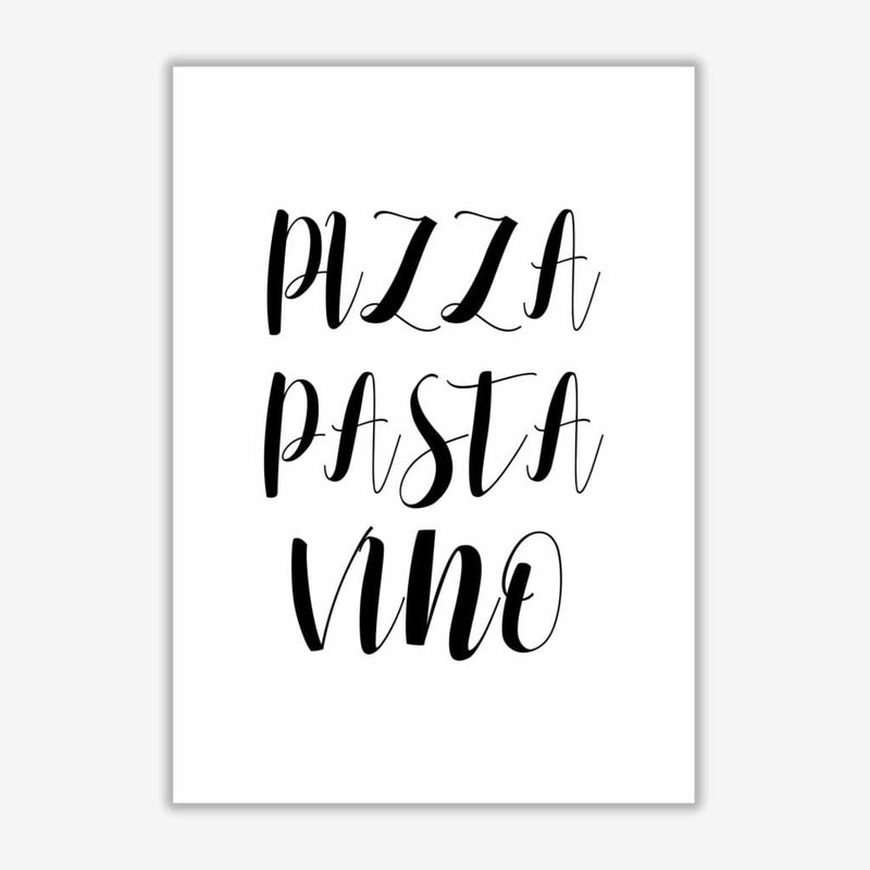 Pizza pasta vino modern fine art print, framed kitchen wall art