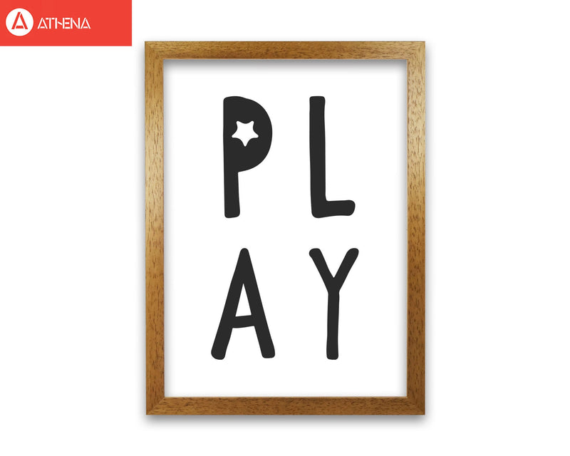 Play black modern fine art print, framed typography wall art