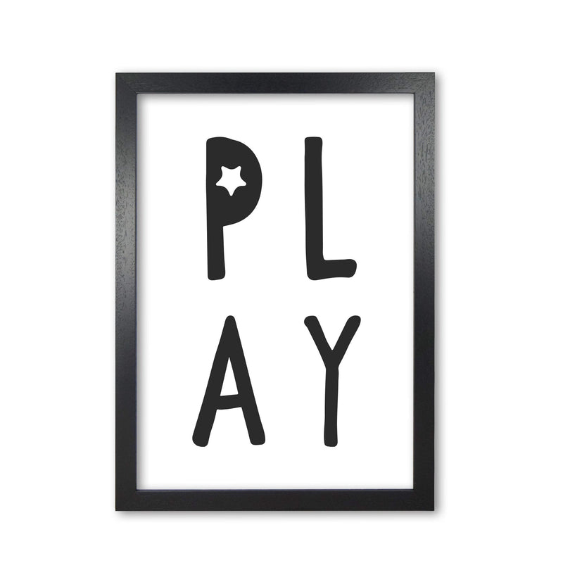 Play black modern fine art print, framed typography wall art