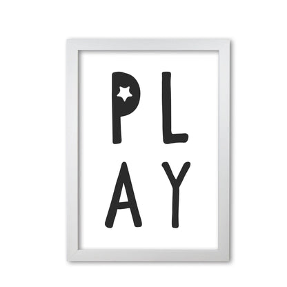 Play black modern fine art print, framed typography wall art