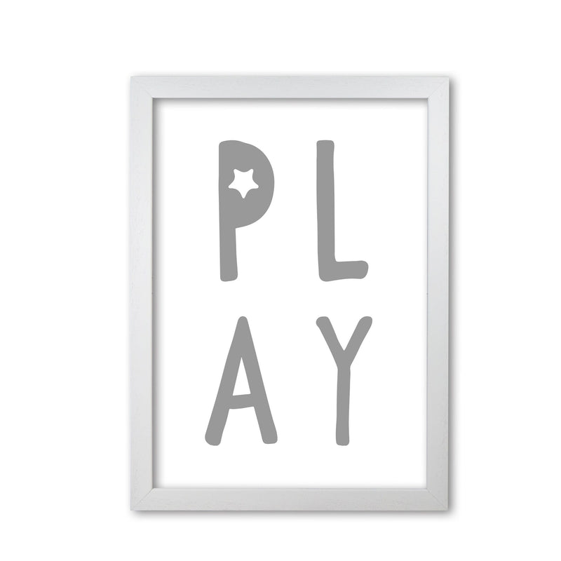 Play grey modern fine art print, framed typography wall art