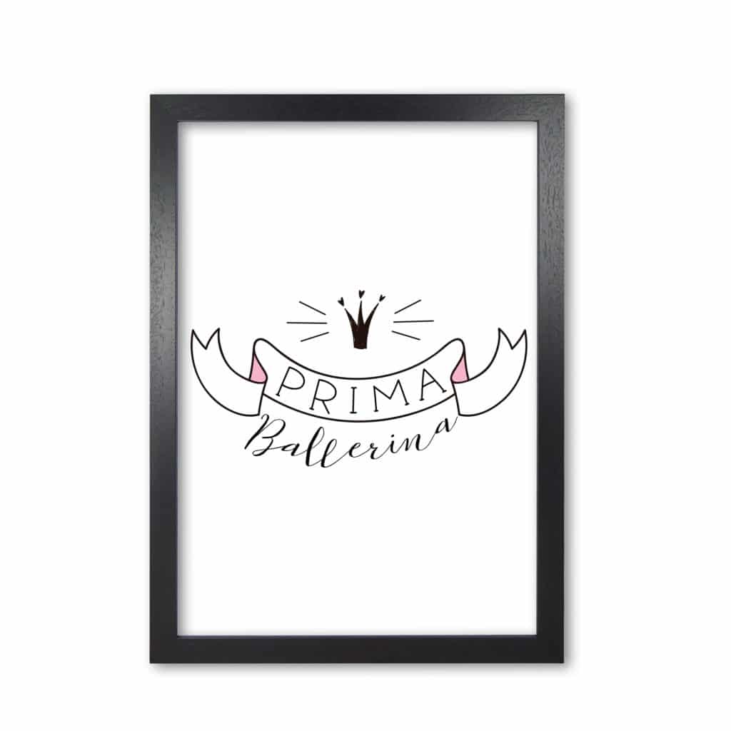 Prima ballerina modern fine art print, framed childrens nursey wall art poster
