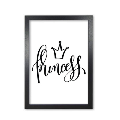 Princess black modern fine art print, framed childrens nursey wall art poster