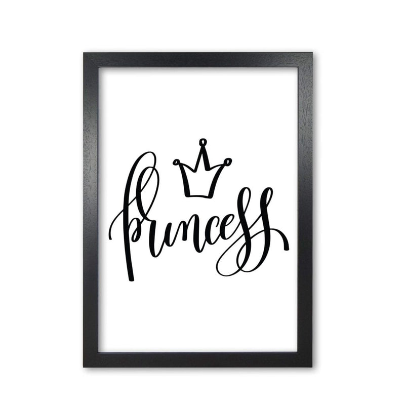 Princess black modern fine art print, framed childrens nursey wall art poster
