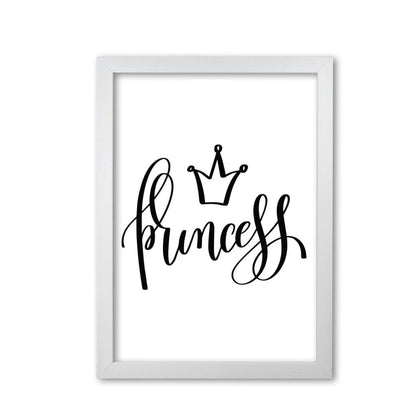 Princess black modern fine art print, framed childrens nursey wall art poster