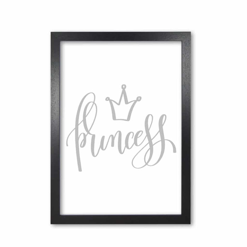 Princess grey modern fine art print, framed childrens nursey wall art poster