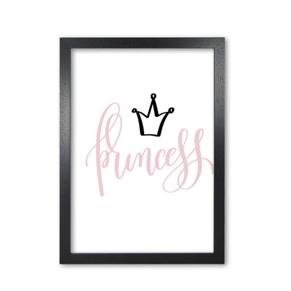 Princess pink and black modern fine art print, framed childrens nursey wall art poster