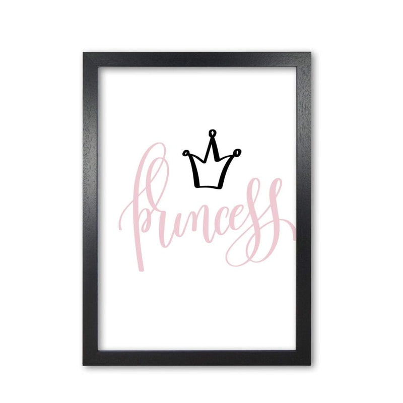 Princess pink and black modern fine art print, framed childrens nursey wall art poster