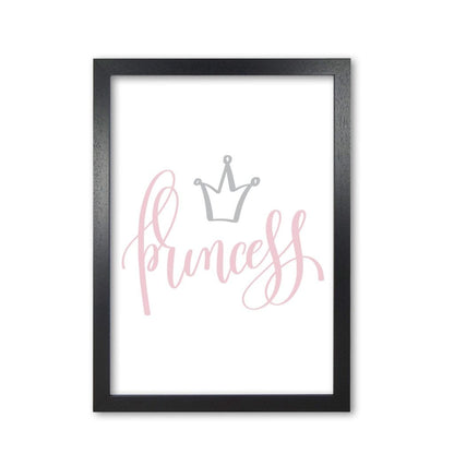 Princess pink and grey modern fine art print, framed childrens nursey wall art poster