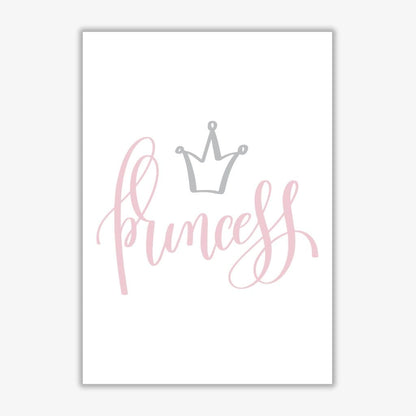 Princess pink and grey modern fine art print, framed childrens nursey wall art poster
