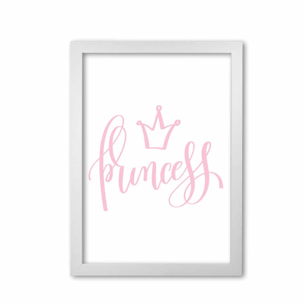 Princess pink modern fine art print, framed childrens nursey wall art poster