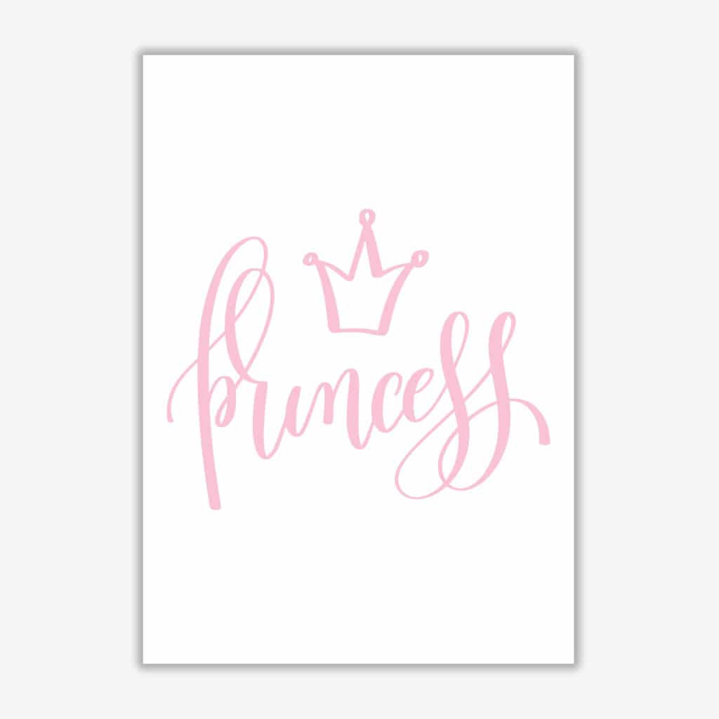Princess pink modern fine art print, framed childrens nursey wall art poster