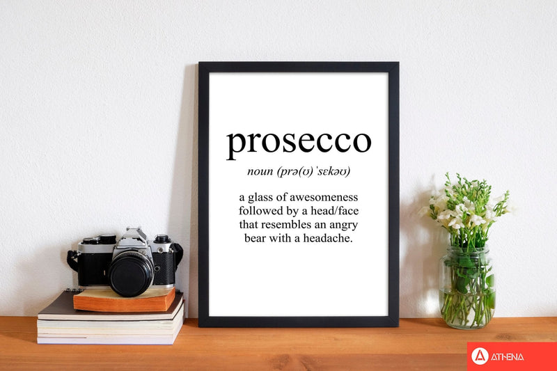 Prosecco modern fine art print, framed typography wall art
