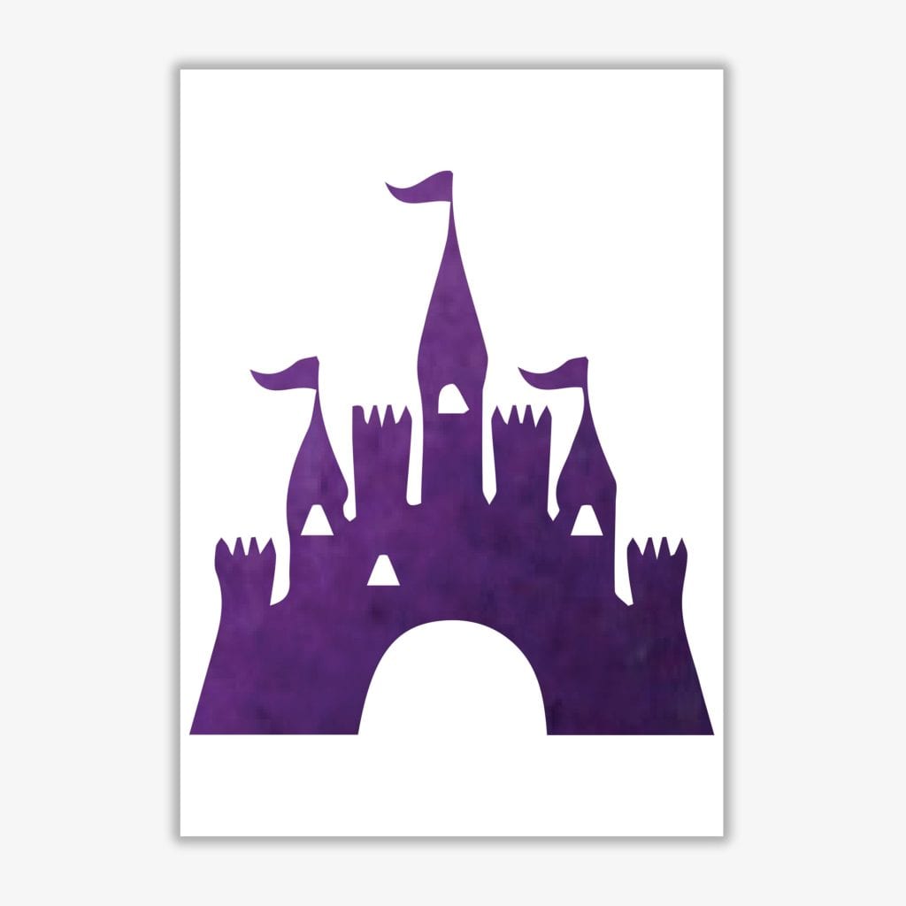 Purple castle watercolour modern fine art print