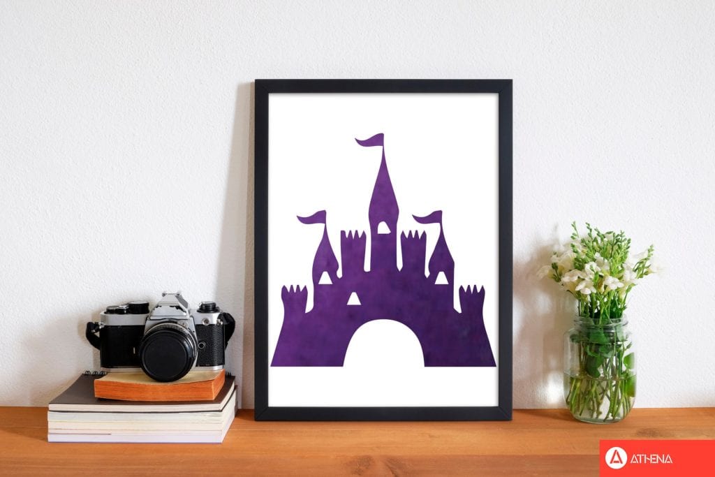 Purple castle watercolour modern fine art print