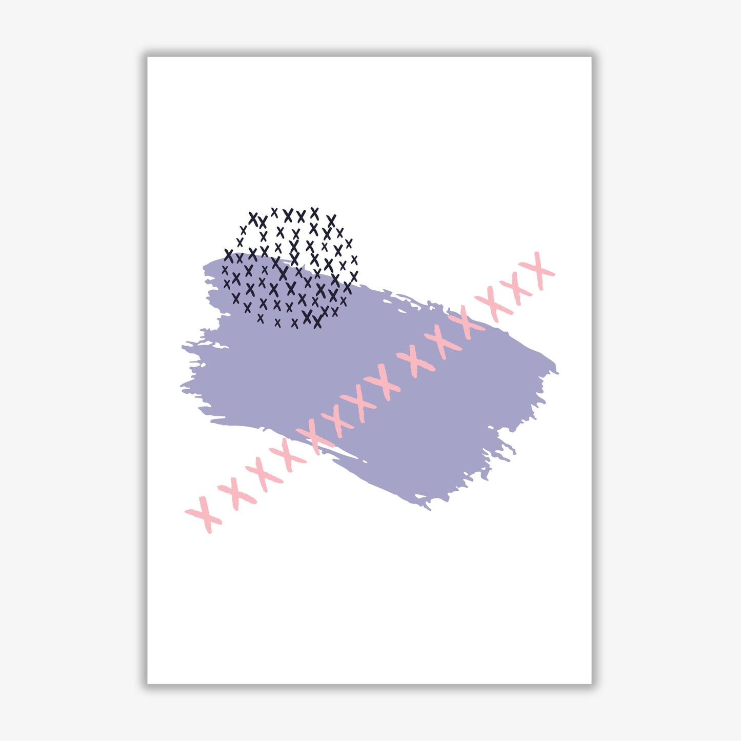 Purple x paint brush abstract modern fine art print